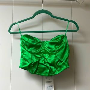 Zara, green, corset, strapless, tags still on, never worn